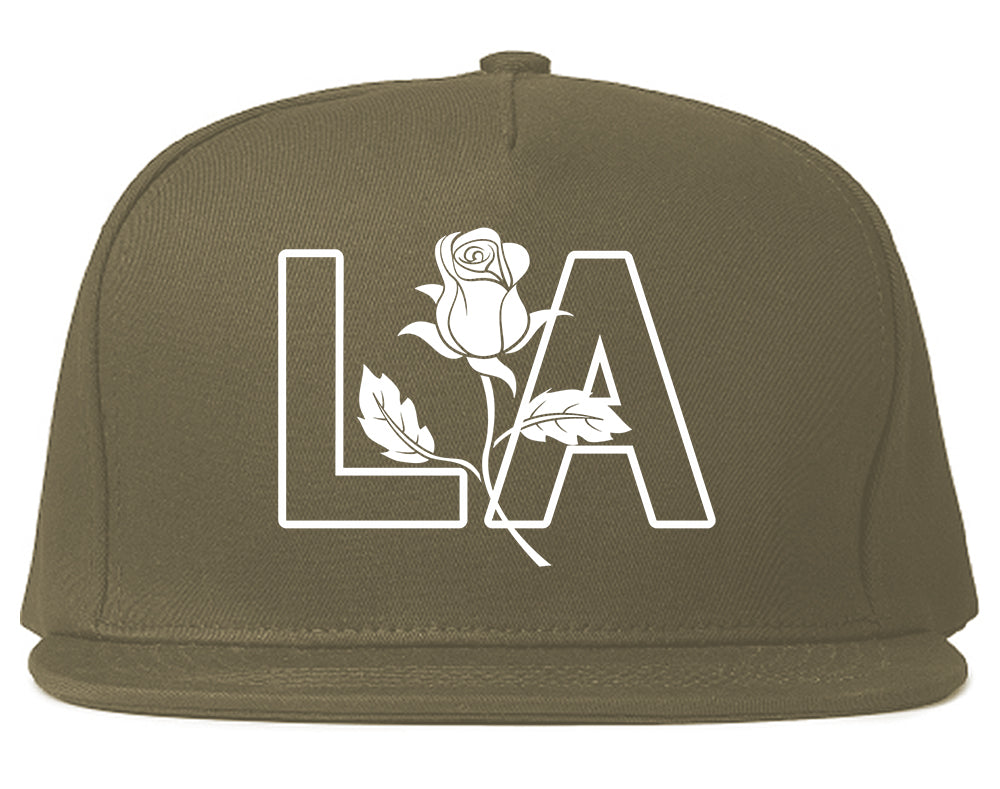LA Rose Los Angeles Mens Snapback Hat Grey