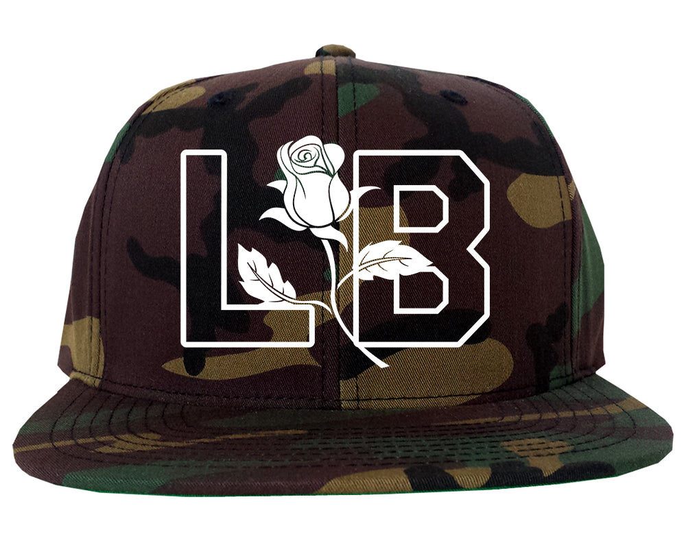 LB Rose Long Beach Mens Snapback Hat Camo