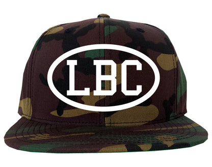 LBC Long Beach California Oval Logo Mens Snapback Hat Camo