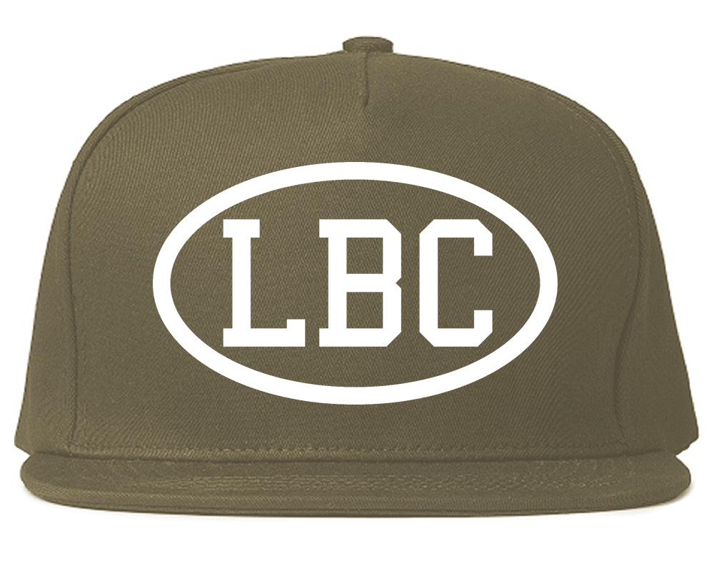 LBC Long Beach California Oval Logo Mens Snapback Hat Grey
