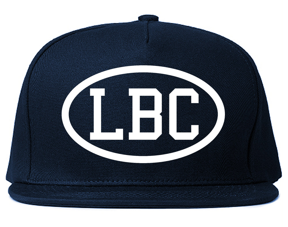 LBC Long Beach California Oval Logo Mens Snapback Hat Navy Blue