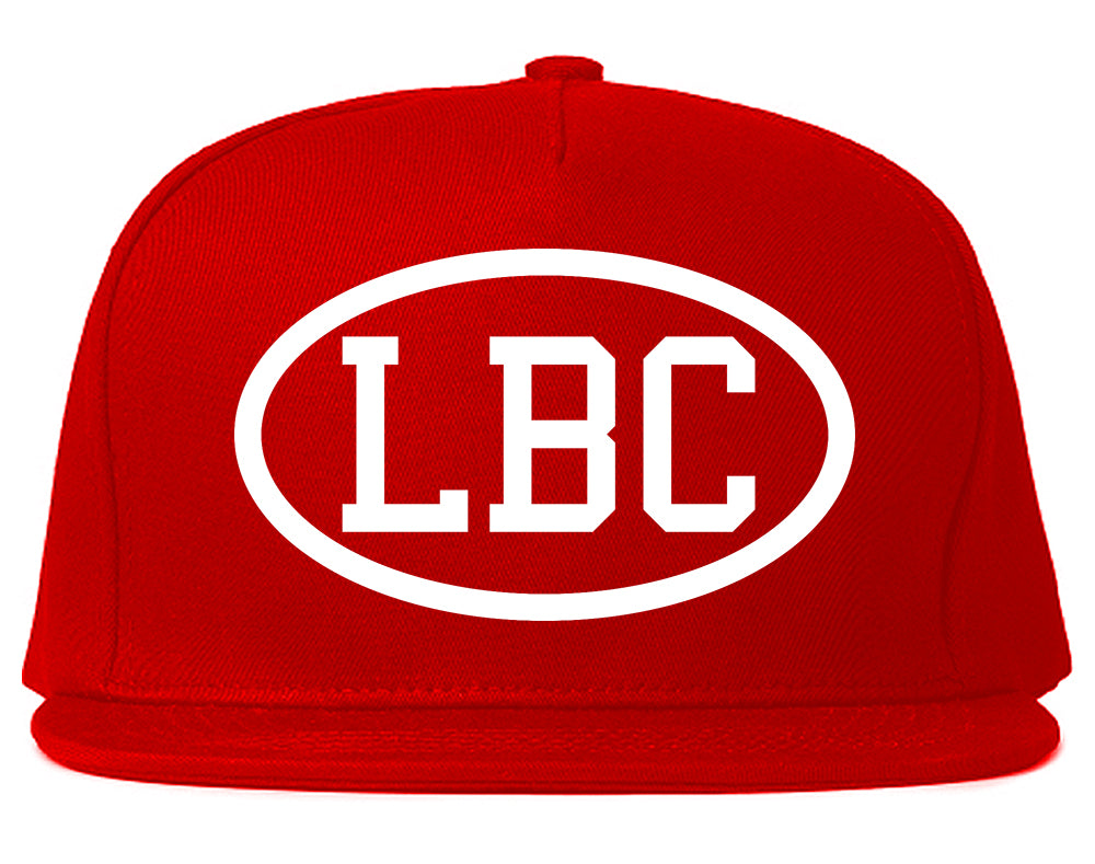 LBC Long Beach California Oval Logo Mens Snapback Hat Red