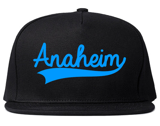 LIGHT BLUE Anaheim California Old School Varsity Logo Mens Snapback Hat Black
