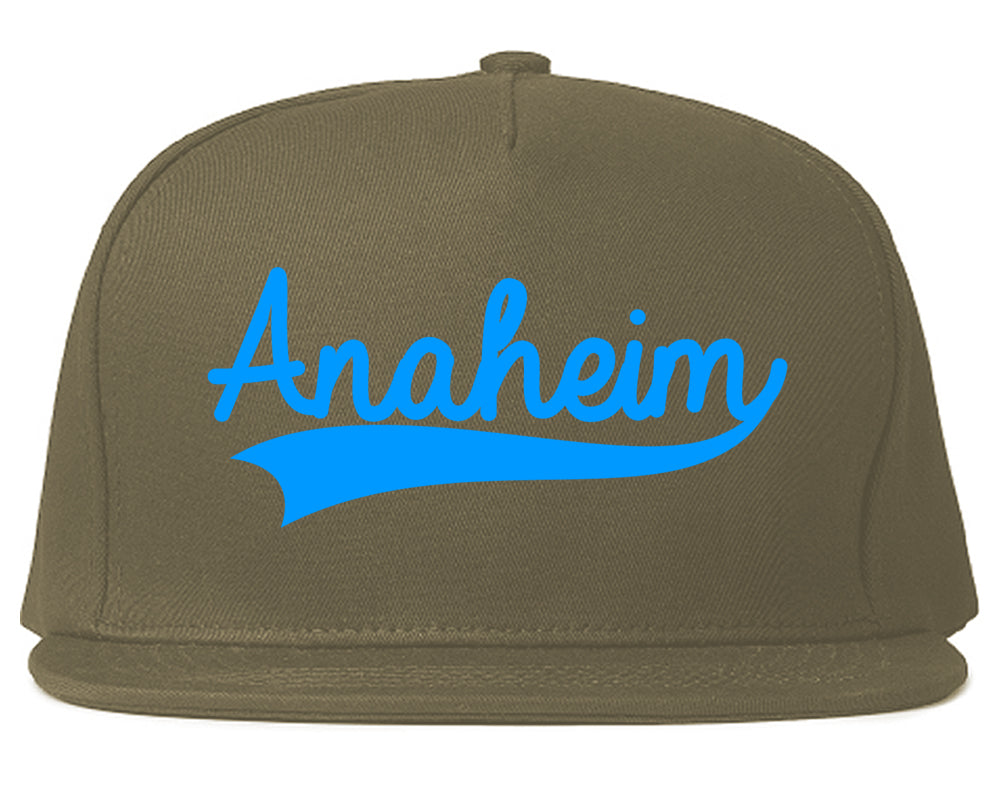 LIGHT BLUE Anaheim California Old School Varsity Logo Mens Snapback Hat Grey