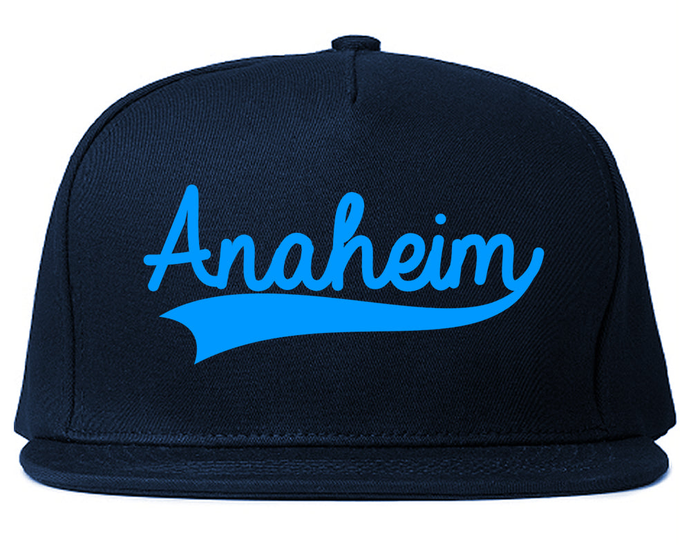 LIGHT BLUE Anaheim California Old School Varsity Logo Mens Snapback Hat Navy Blue