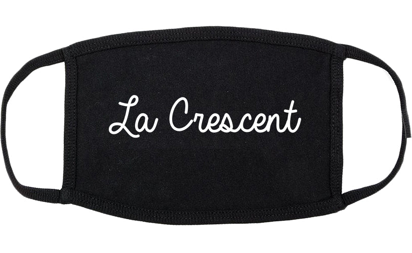 La Crescent Minnesota MN Script Cotton Face Mask Black