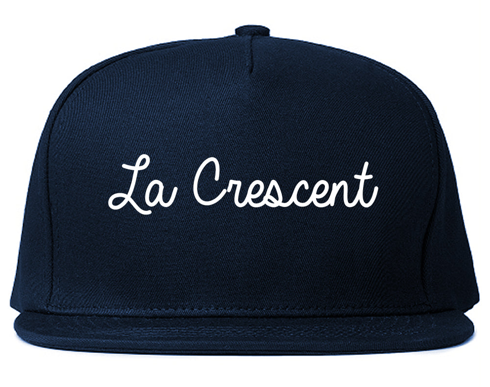 La Crescent Minnesota MN Script Mens Snapback Hat Navy Blue