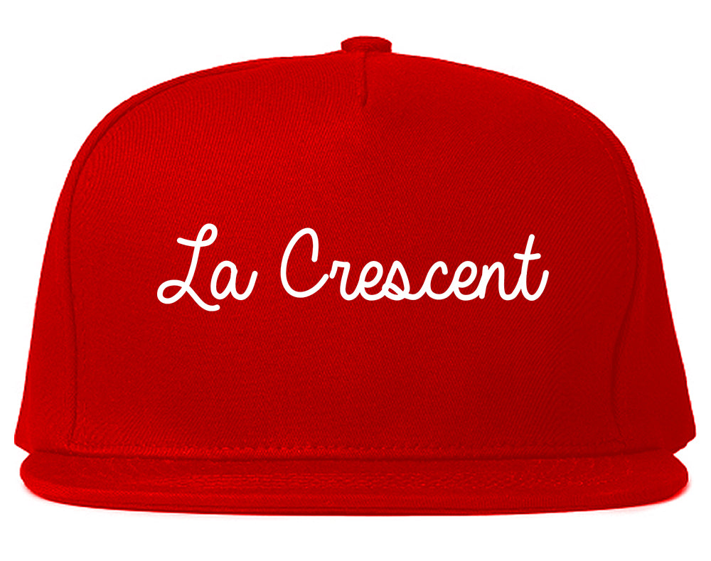 La Crescent Minnesota MN Script Mens Snapback Hat Red