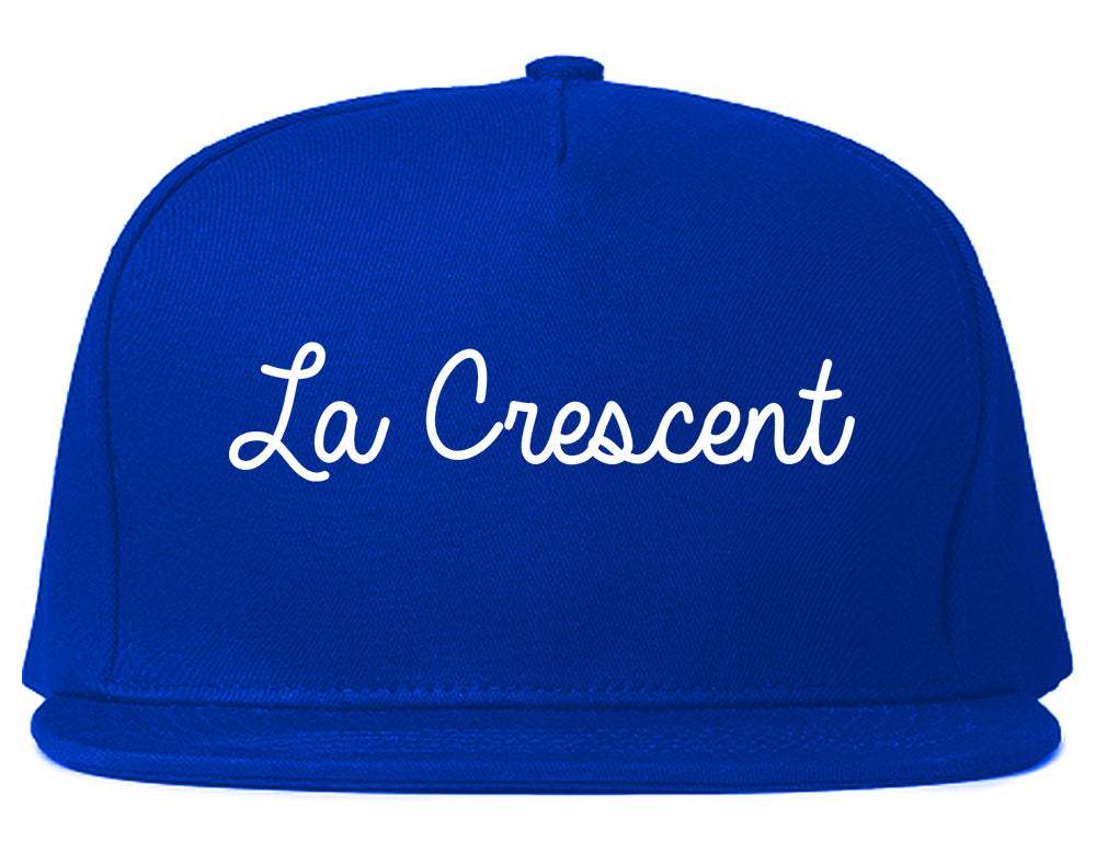 La Crescent Minnesota MN Script Mens Snapback Hat Royal Blue