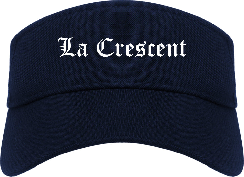 La Crescent Minnesota MN Old English Mens Visor Cap Hat Navy Blue