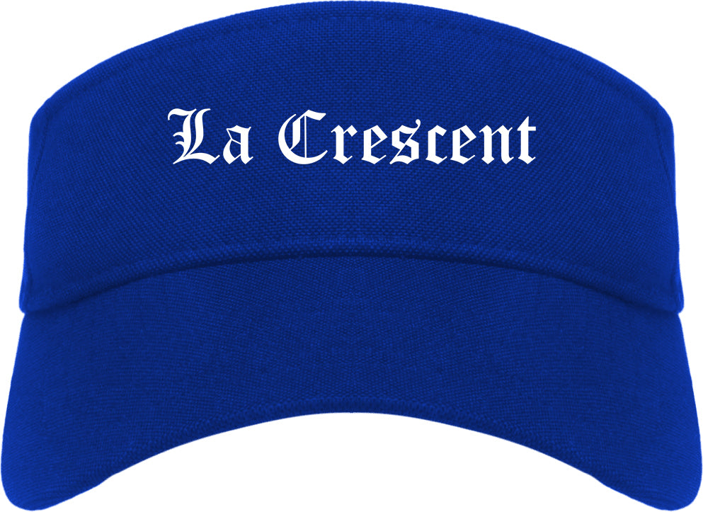 La Crescent Minnesota MN Old English Mens Visor Cap Hat Royal Blue