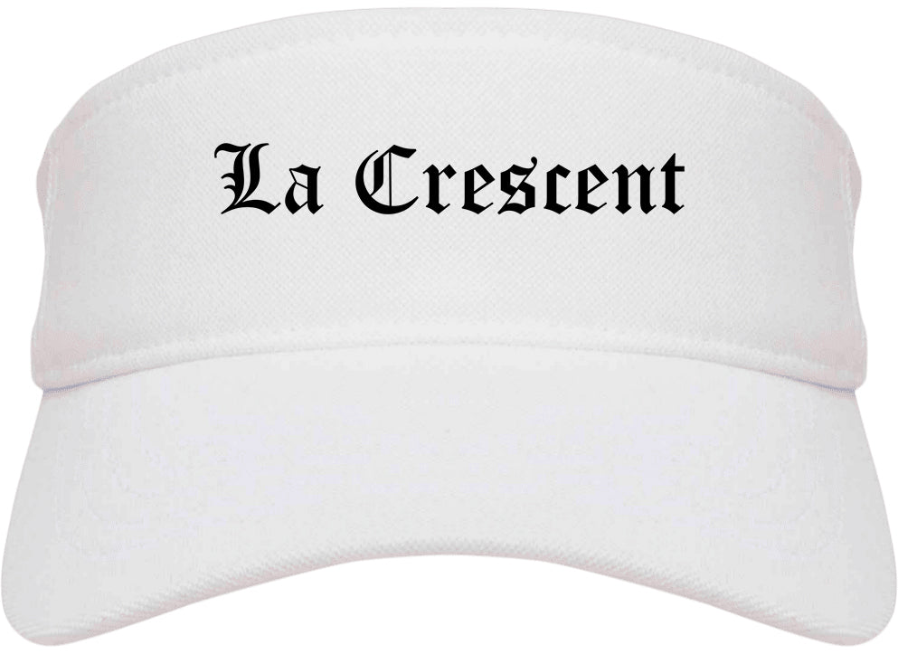 La Crescent Minnesota MN Old English Mens Visor Cap Hat White