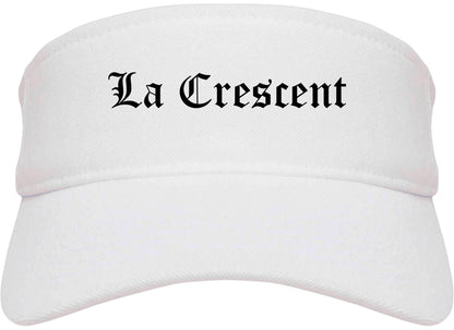 La Crescent Minnesota MN Old English Mens Visor Cap Hat White