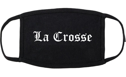 La Crosse Wisconsin WI Old English Cotton Face Mask Black