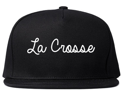 La Crosse Wisconsin WI Script Mens Snapback Hat Black