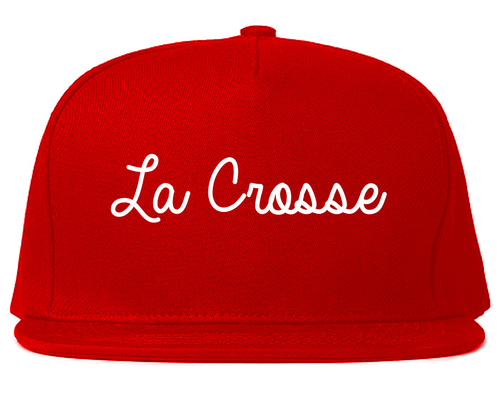 La Crosse Wisconsin WI Script Mens Snapback Hat Red