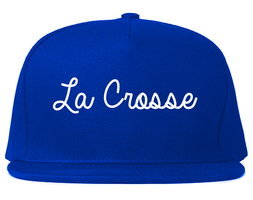 La Crosse Wisconsin WI Script Mens Snapback Hat Royal Blue