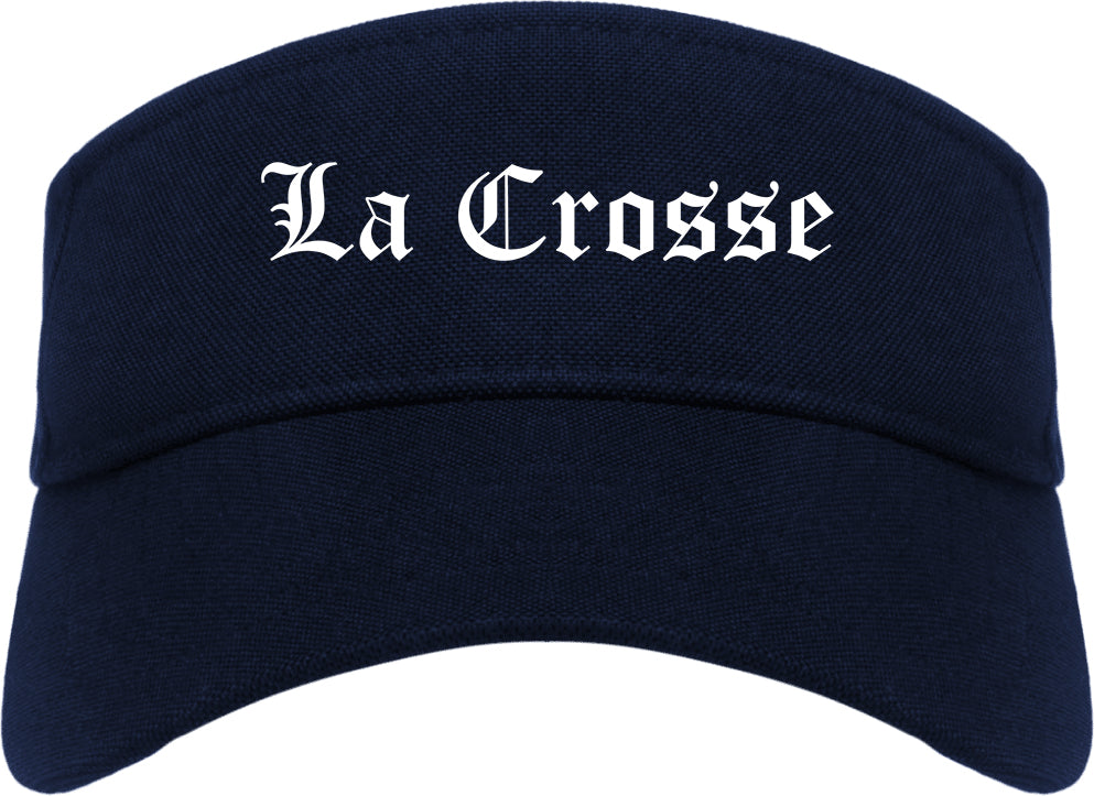 La Crosse Wisconsin WI Old English Mens Visor Cap Hat Navy Blue