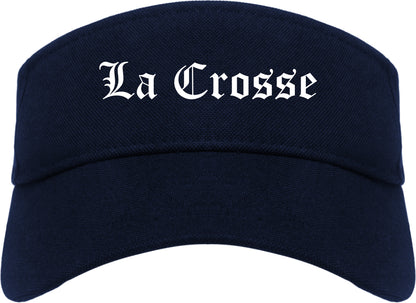 La Crosse Wisconsin WI Old English Mens Visor Cap Hat Navy Blue