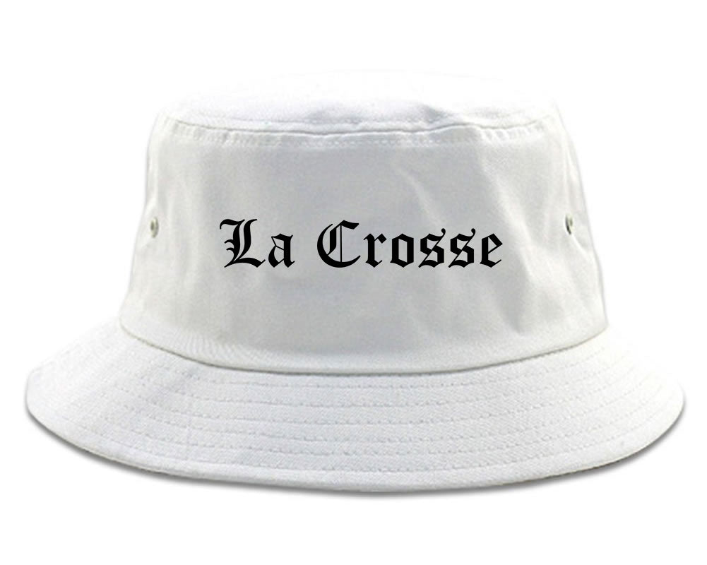 La Crosse Wisconsin WI Old English Mens Bucket Hat White