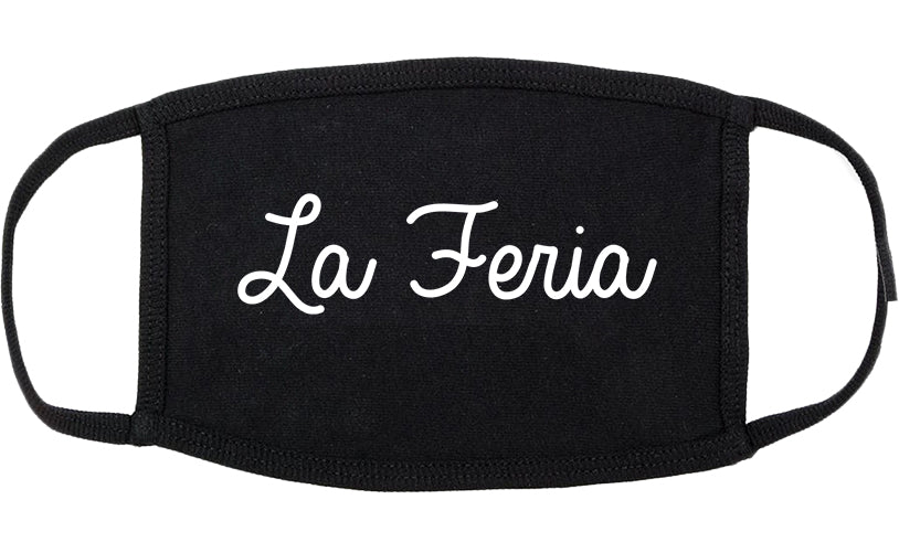 La Feria Texas TX Script Cotton Face Mask Black