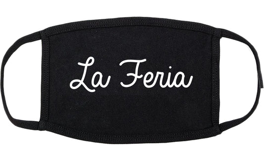 La Feria Texas TX Script Cotton Face Mask Black