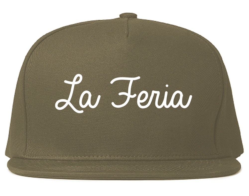 La Feria Texas TX Script Mens Snapback Hat Grey