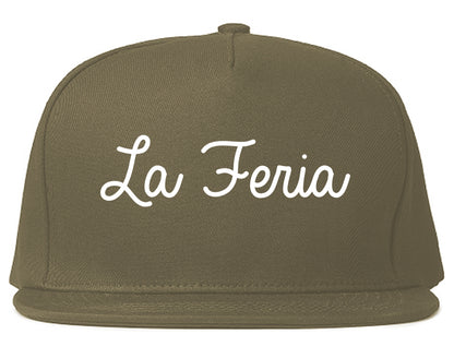 La Feria Texas TX Script Mens Snapback Hat Grey