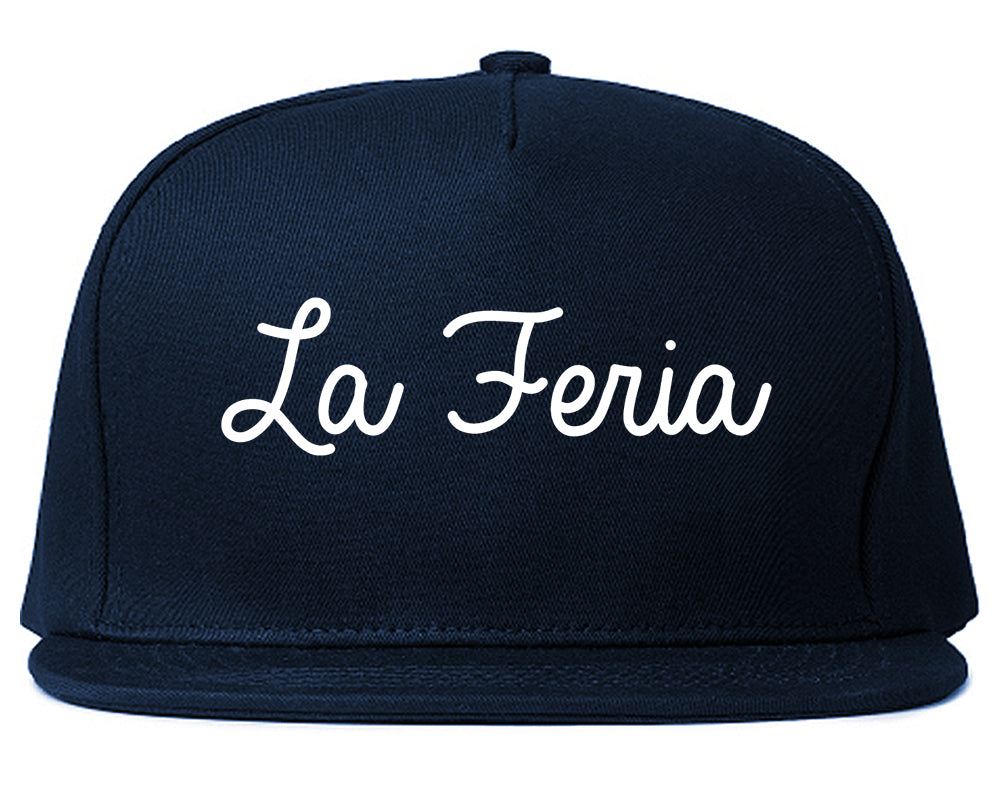 La Feria Texas TX Script Mens Snapback Hat Navy Blue