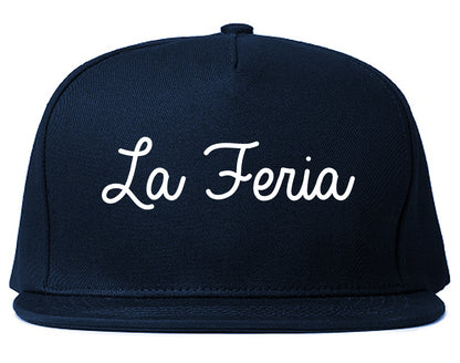 La Feria Texas TX Script Mens Snapback Hat Navy Blue