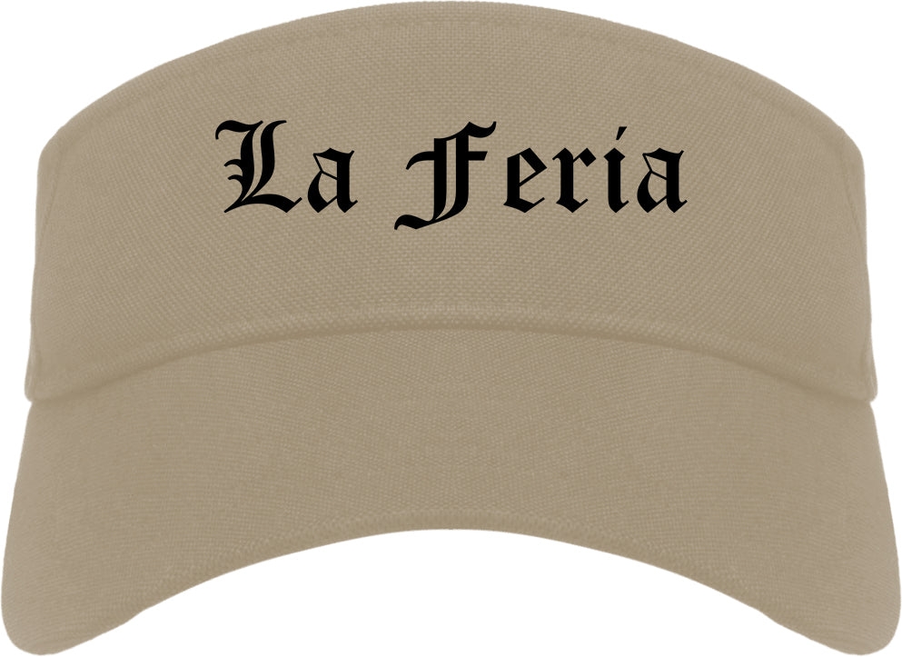 La Feria Texas TX Old English Mens Visor Cap Hat Khaki