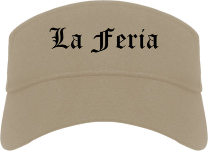 La Feria Texas TX Old English Mens Visor Cap Hat Khaki