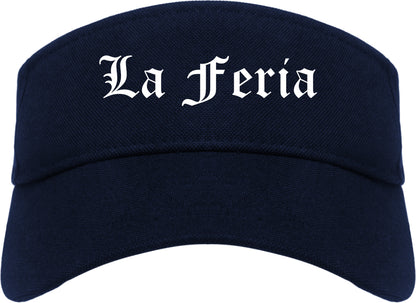 La Feria Texas TX Old English Mens Visor Cap Hat Navy Blue