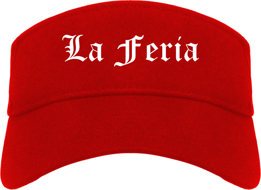 La Feria Texas TX Old English Mens Visor Cap Hat Red
