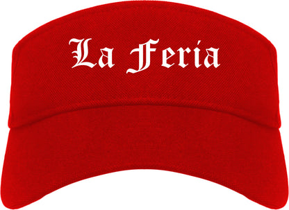 La Feria Texas TX Old English Mens Visor Cap Hat Red