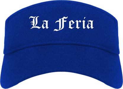 La Feria Texas TX Old English Mens Visor Cap Hat Royal Blue