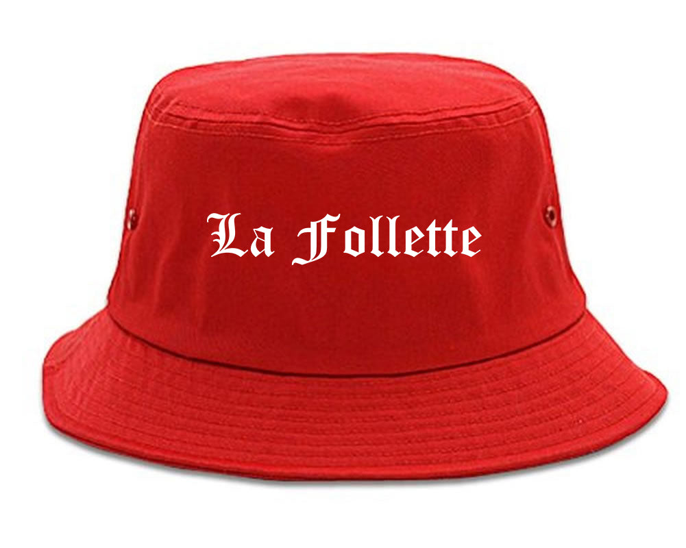 La Follette Tennessee TN Old English Mens Bucket Hat Red