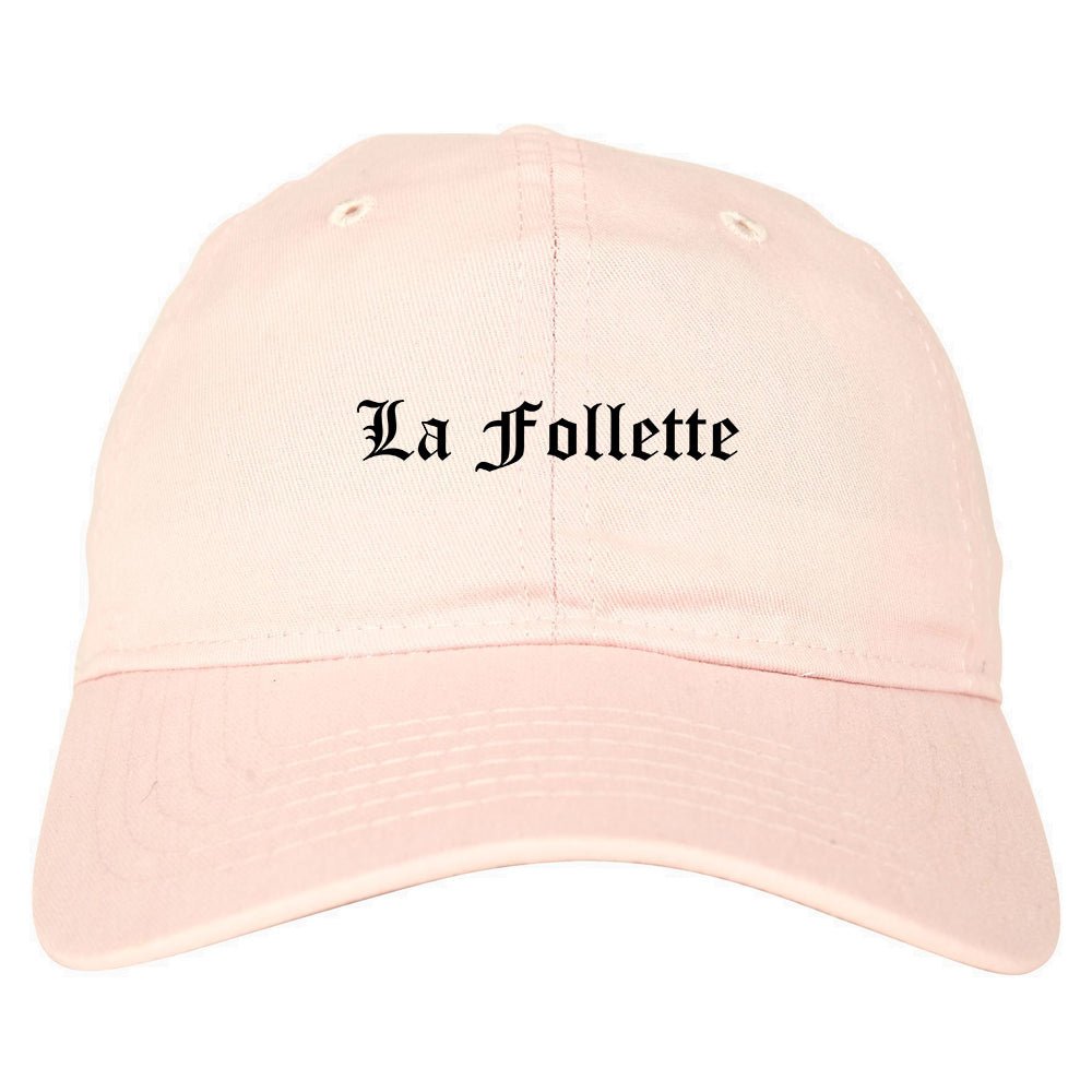 La Follette Tennessee TN Old English Mens Dad Hat Baseball Cap Pink