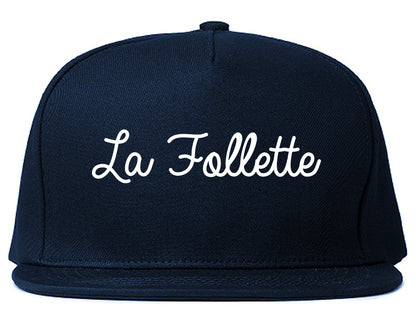 La Follette Tennessee TN Script Mens Snapback Hat Navy Blue