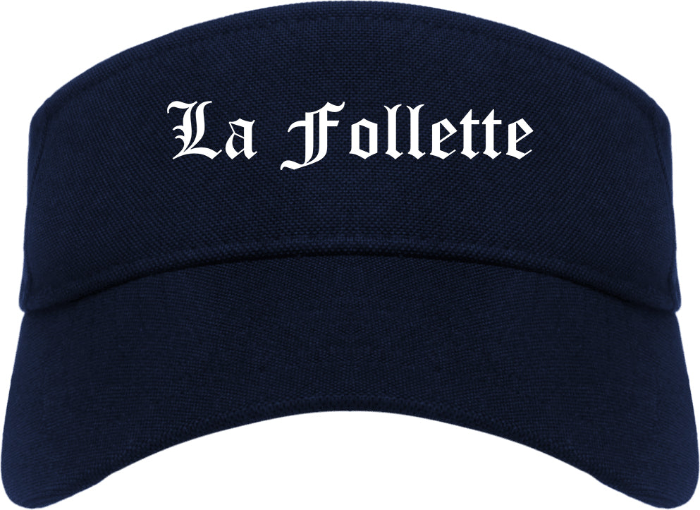 La Follette Tennessee TN Old English Mens Visor Cap Hat Navy Blue
