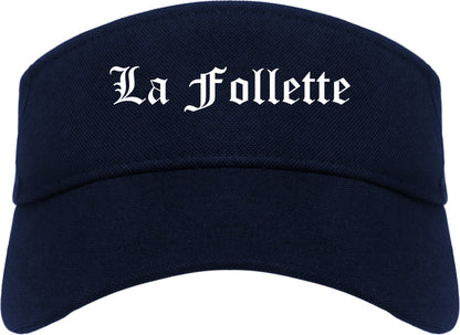 La Follette Tennessee TN Old English Mens Visor Cap Hat Navy Blue