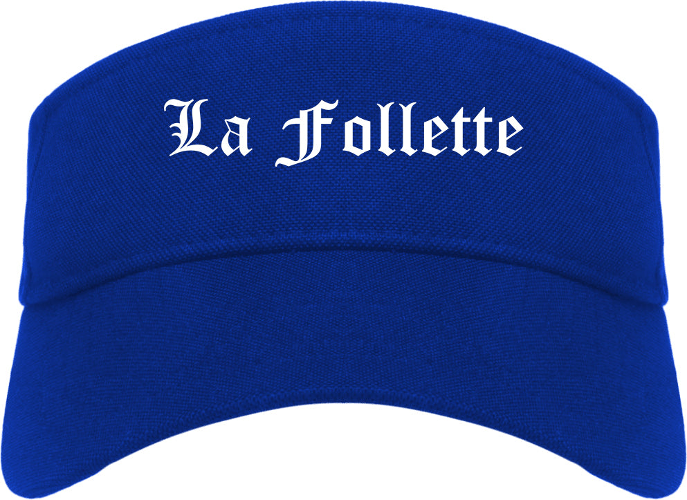 La Follette Tennessee TN Old English Mens Visor Cap Hat Royal Blue