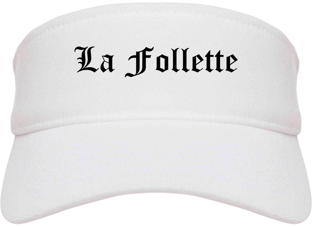 La Follette Tennessee TN Old English Mens Visor Cap Hat White
