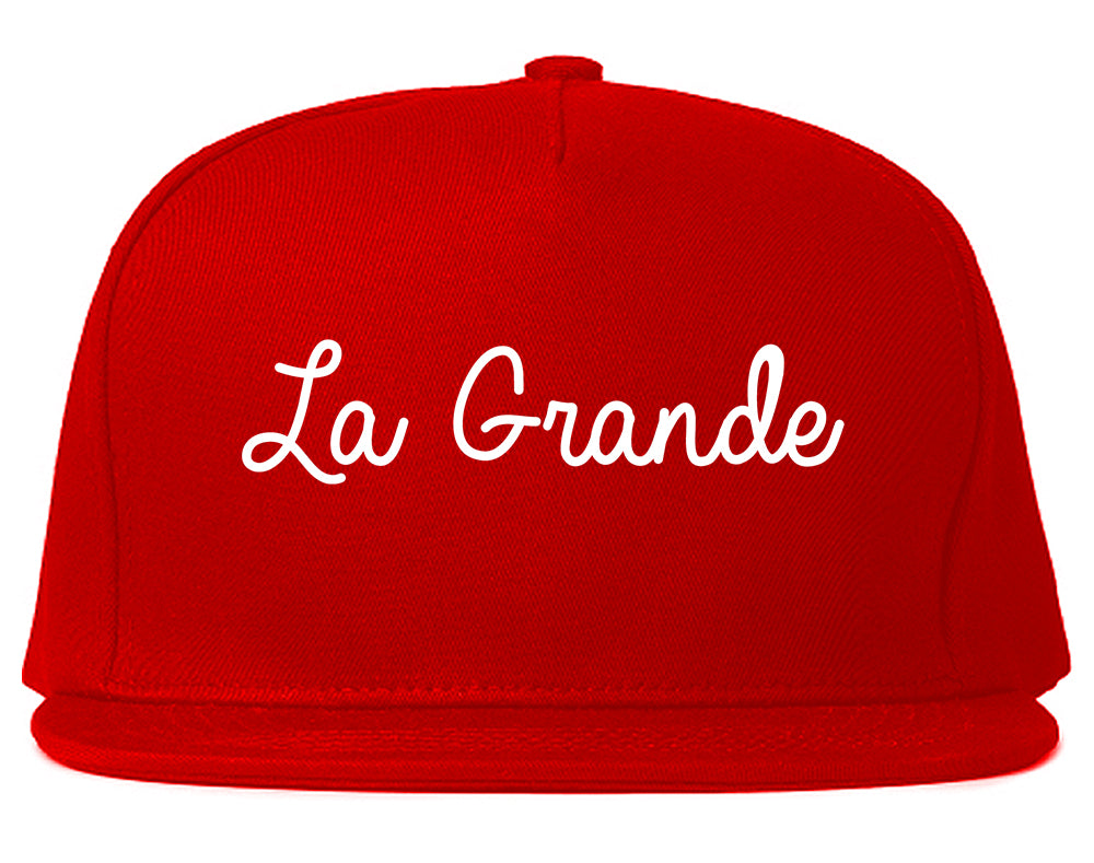 La Grande Oregon OR Script Mens Snapback Hat Red