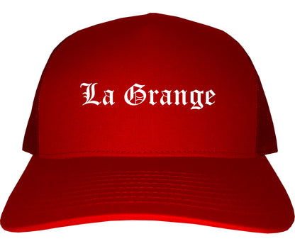 La Grange Illinois IL Old English Mens Trucker Hat Cap Red