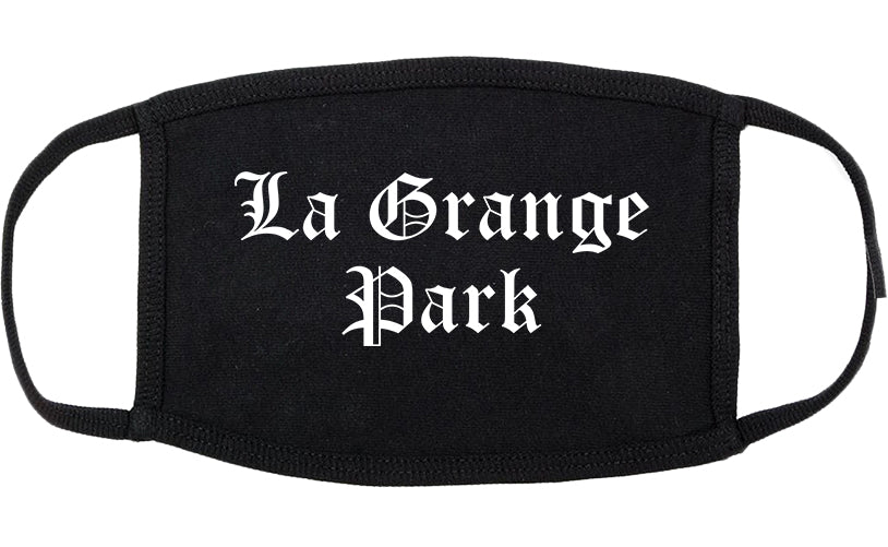 La Grange Park Illinois IL Old English Cotton Face Mask Black