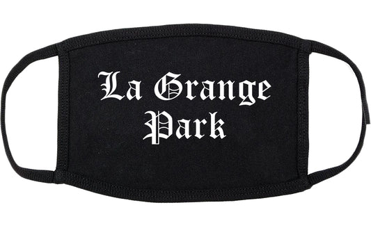 La Grange Park Illinois IL Old English Cotton Face Mask Black