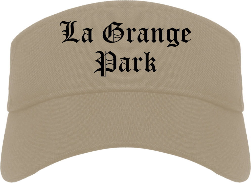 La Grange Park Illinois IL Old English Mens Visor Cap Hat Khaki