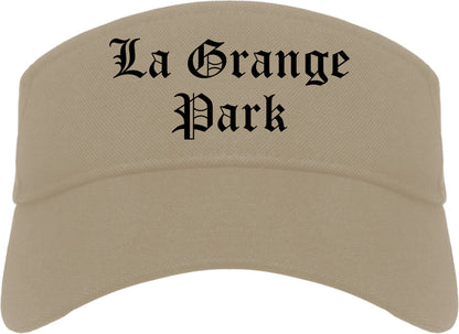La Grange Park Illinois IL Old English Mens Visor Cap Hat Khaki