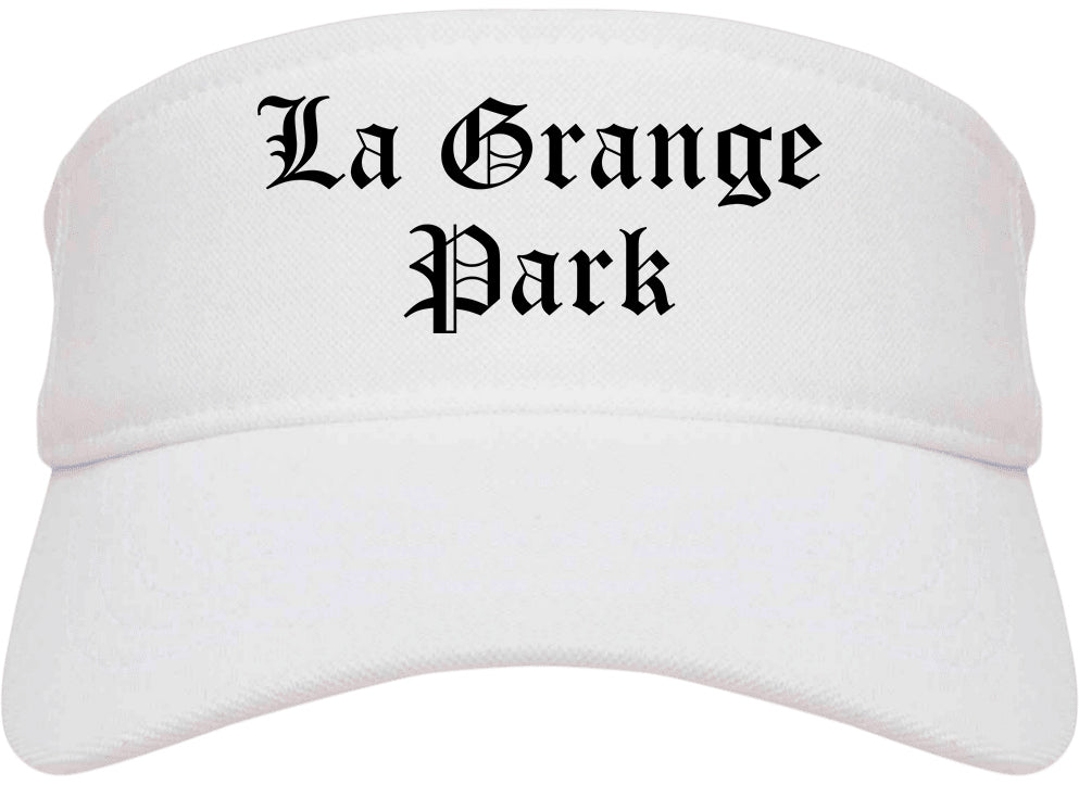La Grange Park Illinois IL Old English Mens Visor Cap Hat White